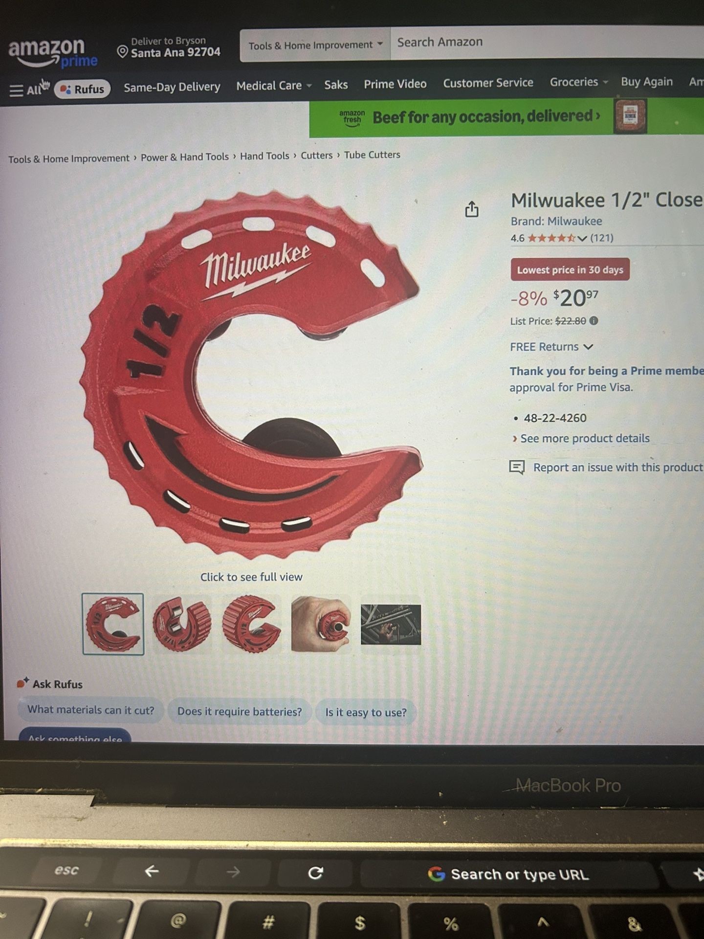 Milwaukee 1/2” Close Quarter Tubing Cutter