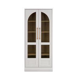 Blake Tall Acrylic Display Cabinet Arched, White Oak