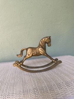 Charming vintage solid brass rocking horse figurine