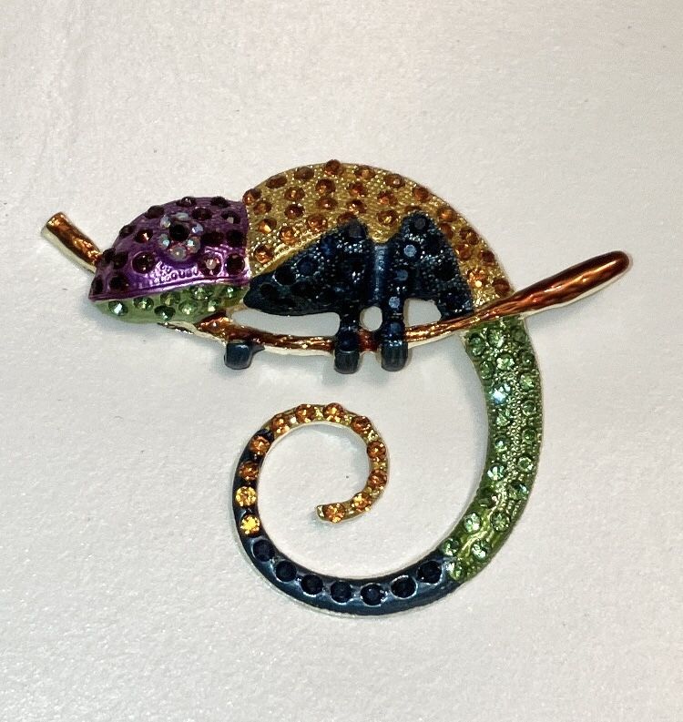 Lizard Chameleon Brooch 2 1/2” X 3”