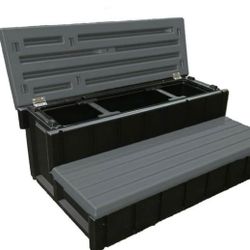 Leisure Accent Versatile Outdoor Spa Storage Steps, Black/ Gray