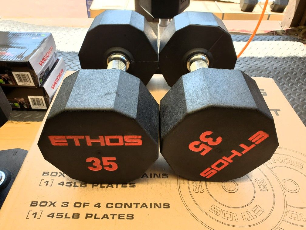 Brand new Ethos Rubber coated Hex dumbbell 35lbs pair