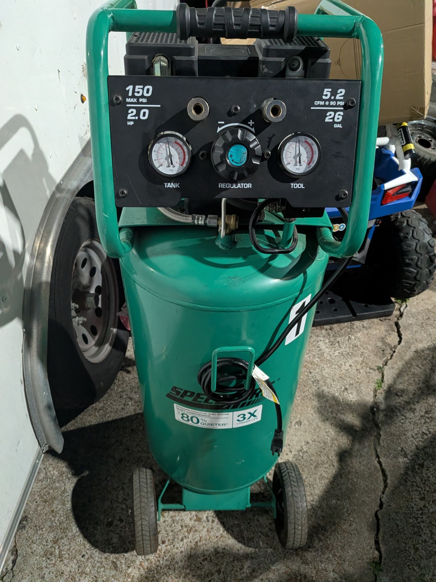 New open box speedaire upright aircompressor