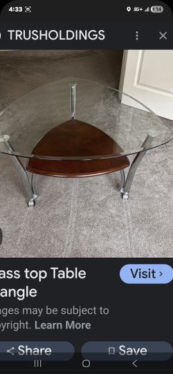 Glass Triangle End Table Or Coffee Table