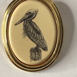 Vintage Barlow Brooch with pelican etching