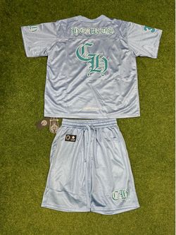Blue Chrome Jersey Set (Tshirt And Shorts)