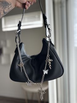 Faux Leather Purse With Bag Charms