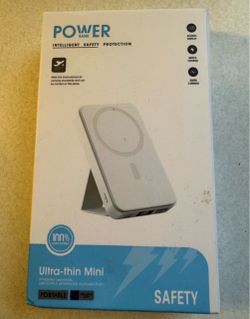 Magnetic Wireless Power Bank 10000mAh Portable Charger Foldable Stand white USBC