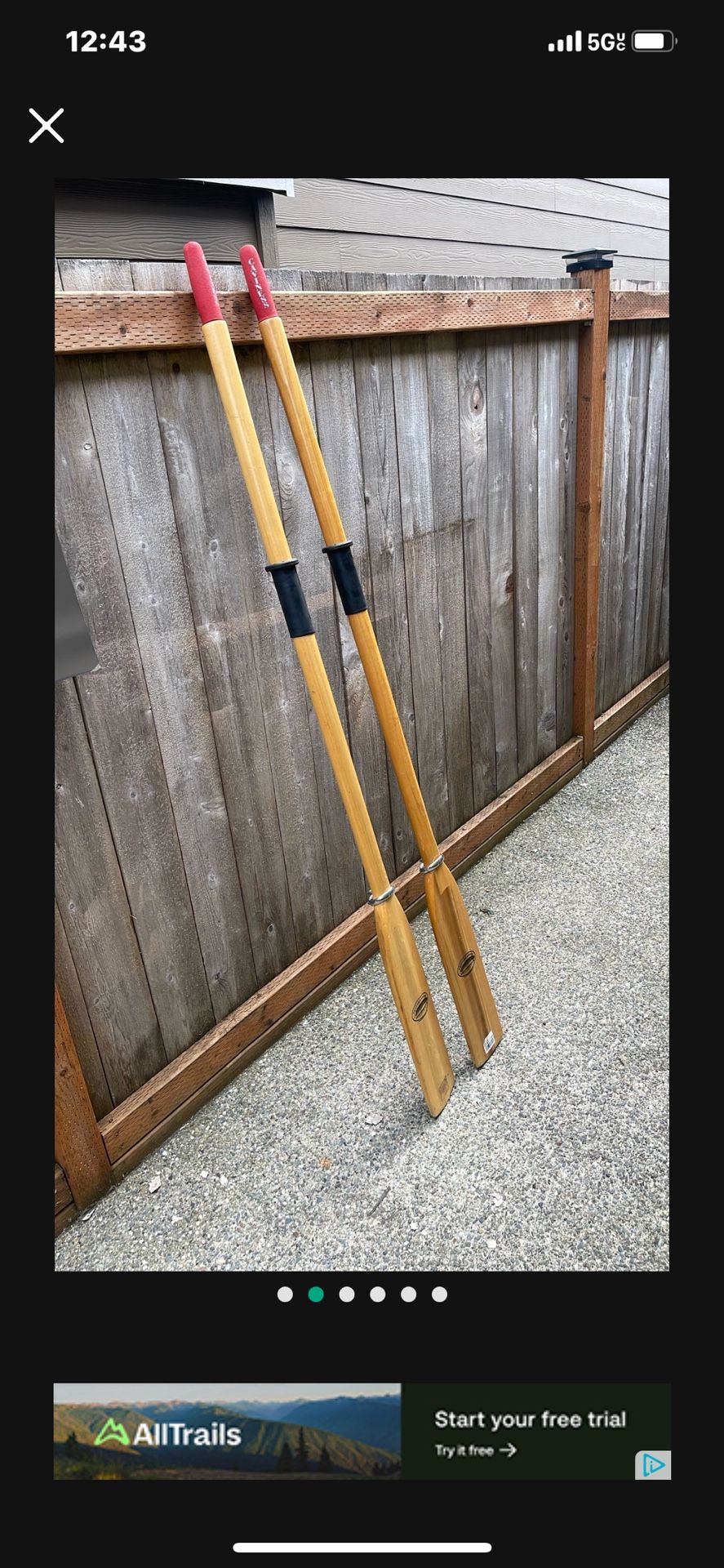 Boat Oars Six Foot Like New Condition
