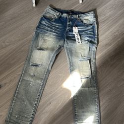 Purple Jeans Light Blue Distressed Denim Size 38