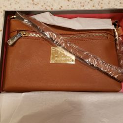 Leather Shoulder Clutch Brown Jewel By RM Robert Matthew