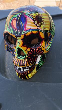 Day of the Dead Ceramic Skull - Hand Painted Talavera Sugar Skull - Dia de los Muertos Decor - Yellow