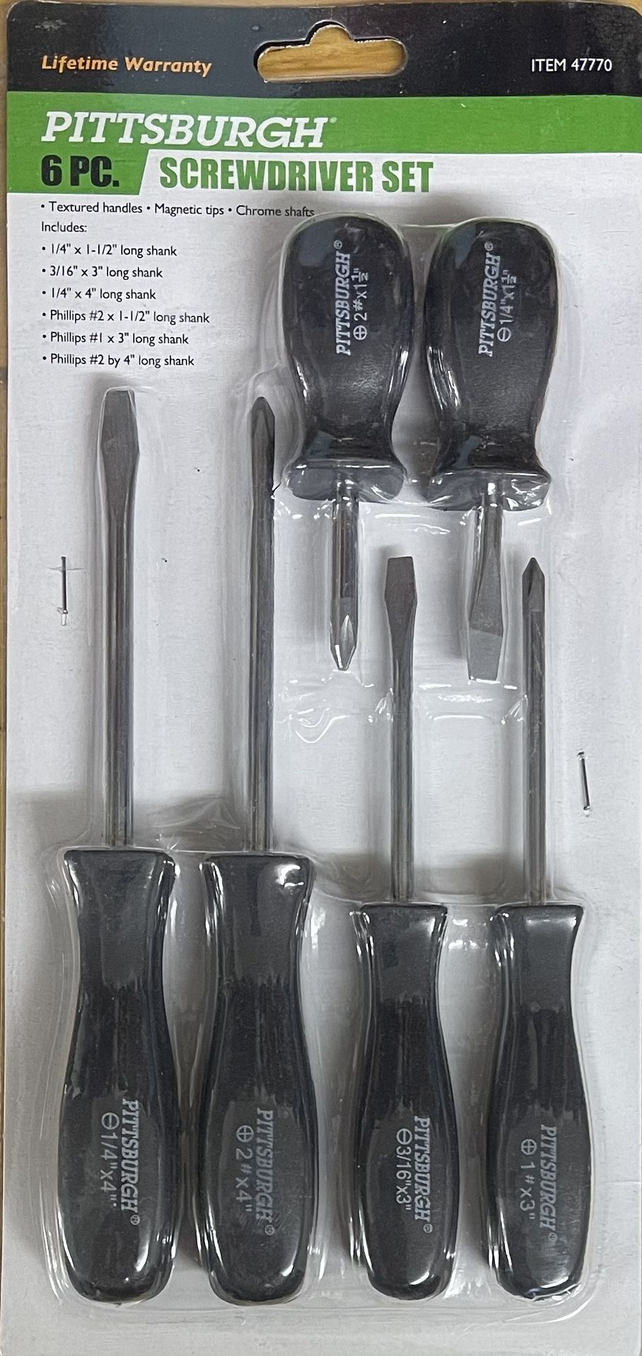 Pittsburgh 6 pc Screwdrivers Set with Manufacturer’s Lifetime Warranty