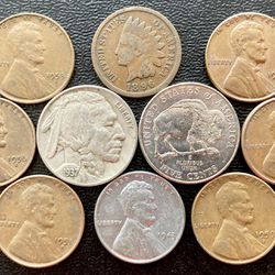 Coins Indian Head Penny Buffalo 🦬 Nickel Instant Starter Coin Collection 1943 WWII Steel Cent Wheat Pennies 