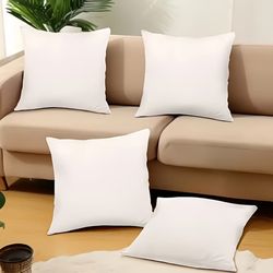 4 Pure White Soft Polyester Pillowcases