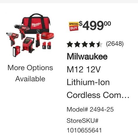 M12 Milwaukee 5-tool Combo Kit, New, Financing Available 