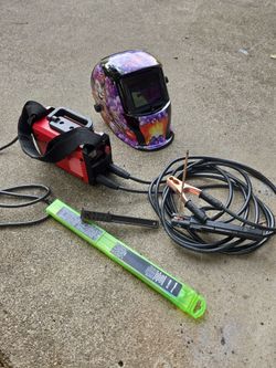 Stick Welder Set with Helmet and Rods