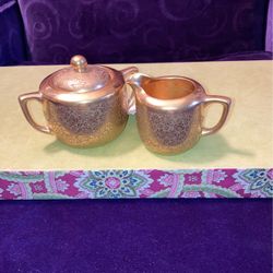 Elegant Pickard Gold Plated Cream & Sugar Set
