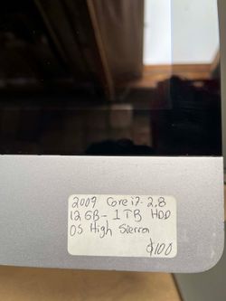 iMac 27-inch late  2009 I7 @ 2.8Ghz 12GB RAM  1TB  HDD  macOS High Sierra