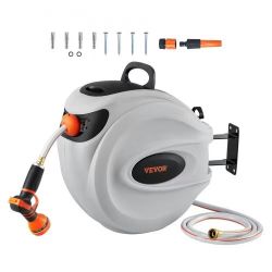 VEVOR Retractable Hose Reel Water Hose Reel 130'x1/2" 180° Swivel Wall-Mounted
