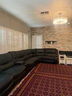 Black Leather Reclining Sectional Sofa