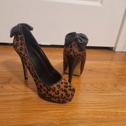 Dolce Vita High Heel Pumps Animal Print Leather Calf Hair 7.5