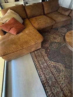 Brown leather faux couch