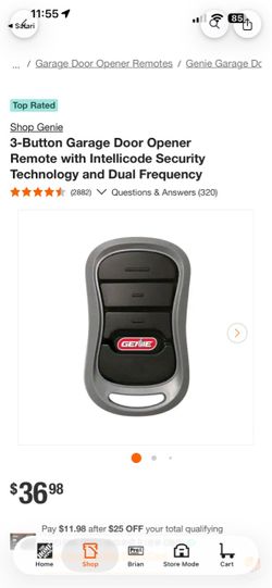 Genie 3-Button Garage Door Opener Remote