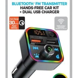 BLUETOOTH FM TRANSMITTER w/ Hands Free Car Kit + Dual USB Ports  $25$ (Regular $45$)