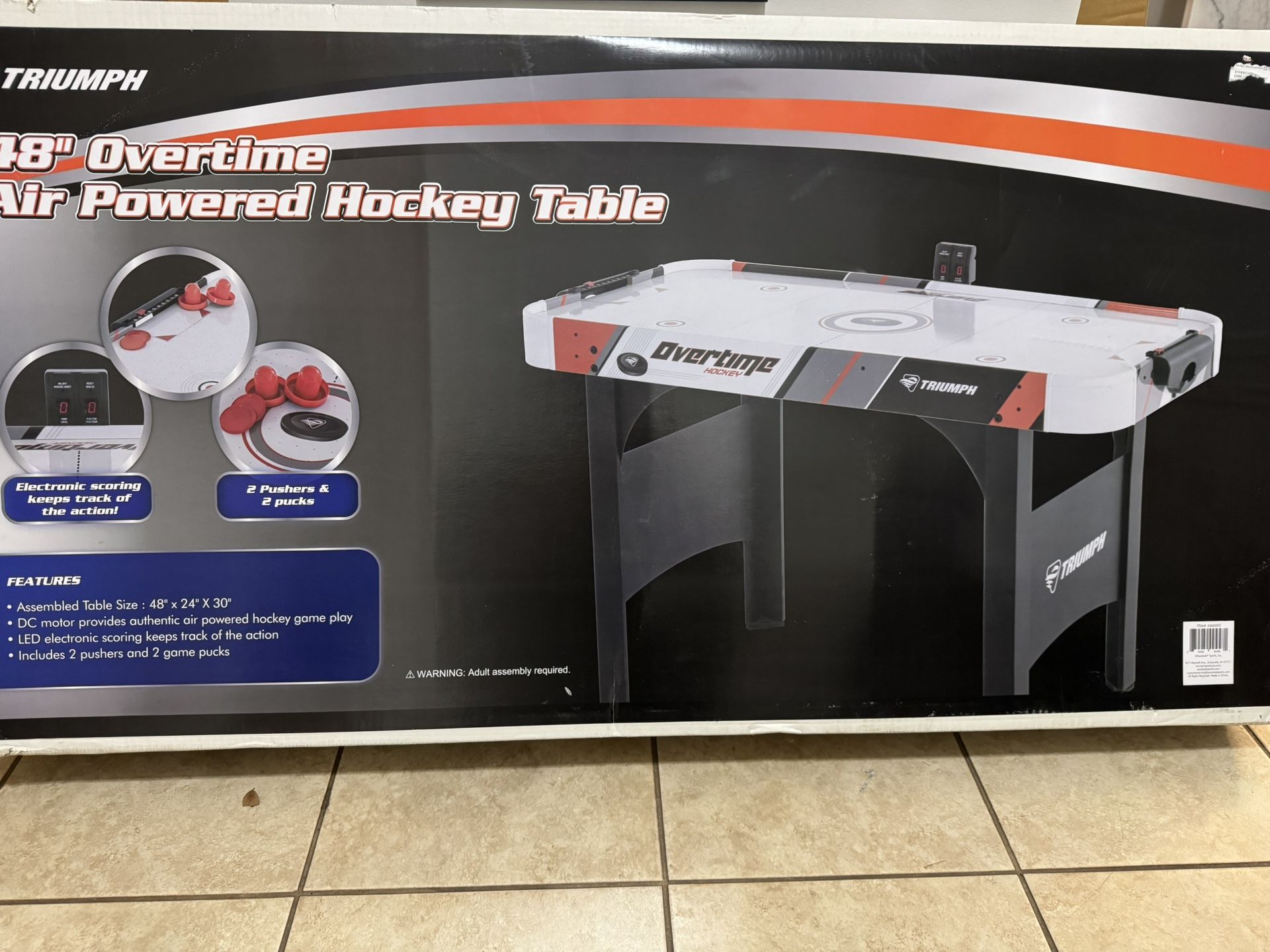 BRAND NEW IN BOX- Triumph Overtime 48" Air-Powdered Hockey Table GREAT DEAL