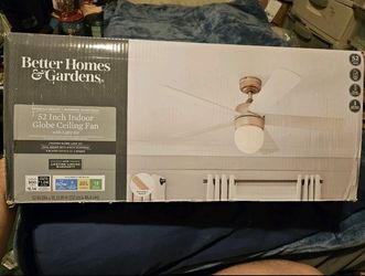 Better Homes & Gardens 52 Inch Indoor Globe Ceiling Fan With Light Kit 5 Blades