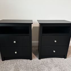 2 Drawer Open Shelf Nightstand Side Table