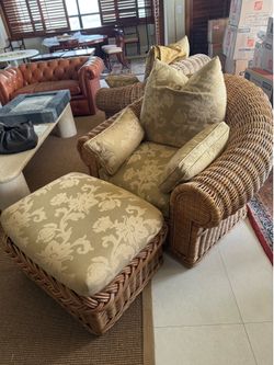 2 x Wicker/Rattan Armchair with Ottoman – Cozy & Stylish