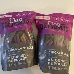 2 x Dog Delights Chewy Chicken Sticks Brand New Okk