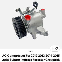 AC Compressor For 2012 2013 2014 2015 2016 Subaru Impreza Forester Crosstre