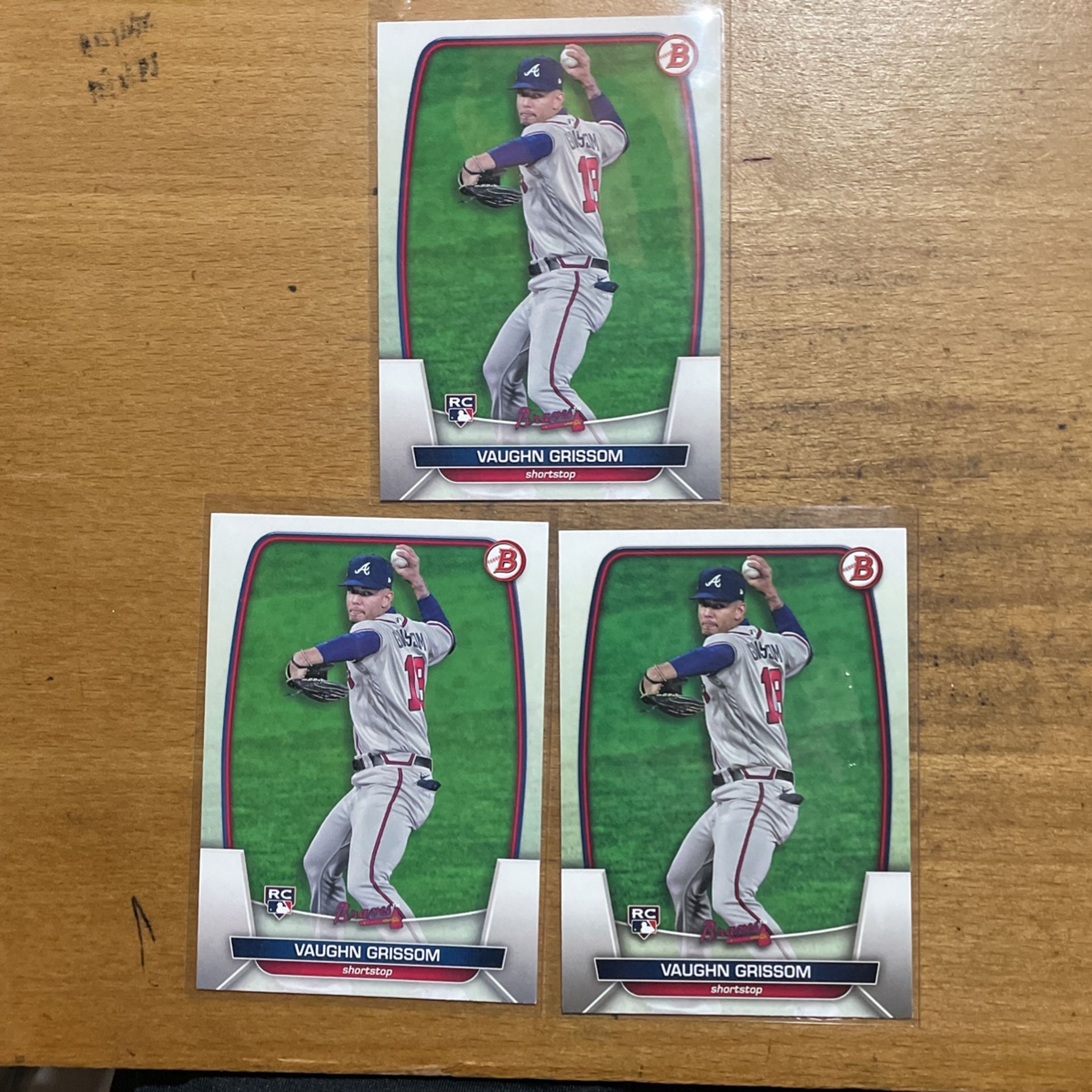 2023 BOWMAN VAUGHN GRISSOM 3 CARD ROOKIE LOT 