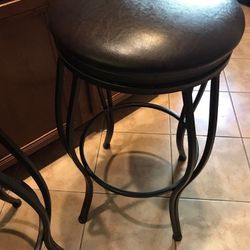 Leather And Iron Barstools 