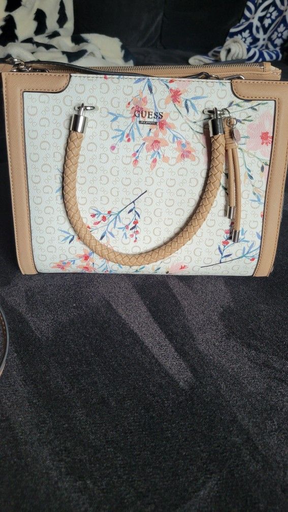 Guess handbag Satchel Purse floral print faux leather