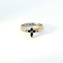 Ladies Sterling Silver Blue Stone Cross Ring “With God All Things Are Possible” Ring Size 7 11057976