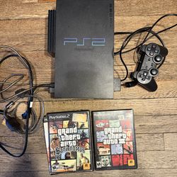 Ps2 PlayStation 2 with GTA games and controller