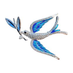 Flying Blue Rhinestones Swallow Bird