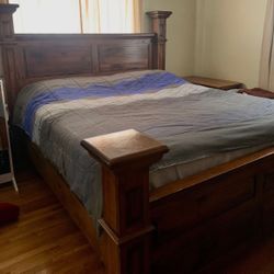 3 PIECE SET KING SIZE BED FRAME with matching Vanity Dresser and Nighstand included
