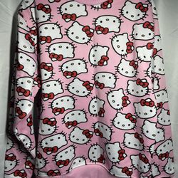 Sanrio Hello Kitty Pink 100% Polyester Fleece Crewneck Sweater 