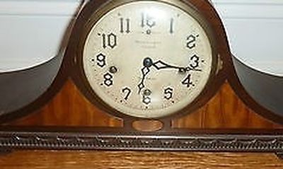 1920s ANTIQUE NEW HAVEN MANTLE CLOCK ROMANY EIGHT DAY PENDULUM WESTMINSTER CHIME