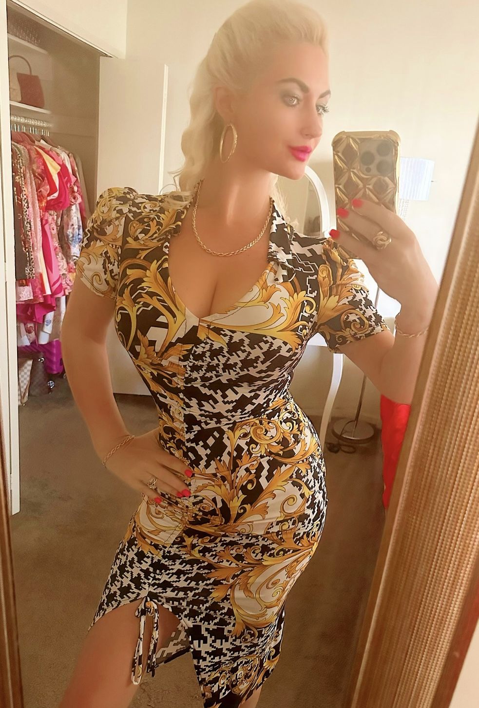 Black And Gold Midi Dress