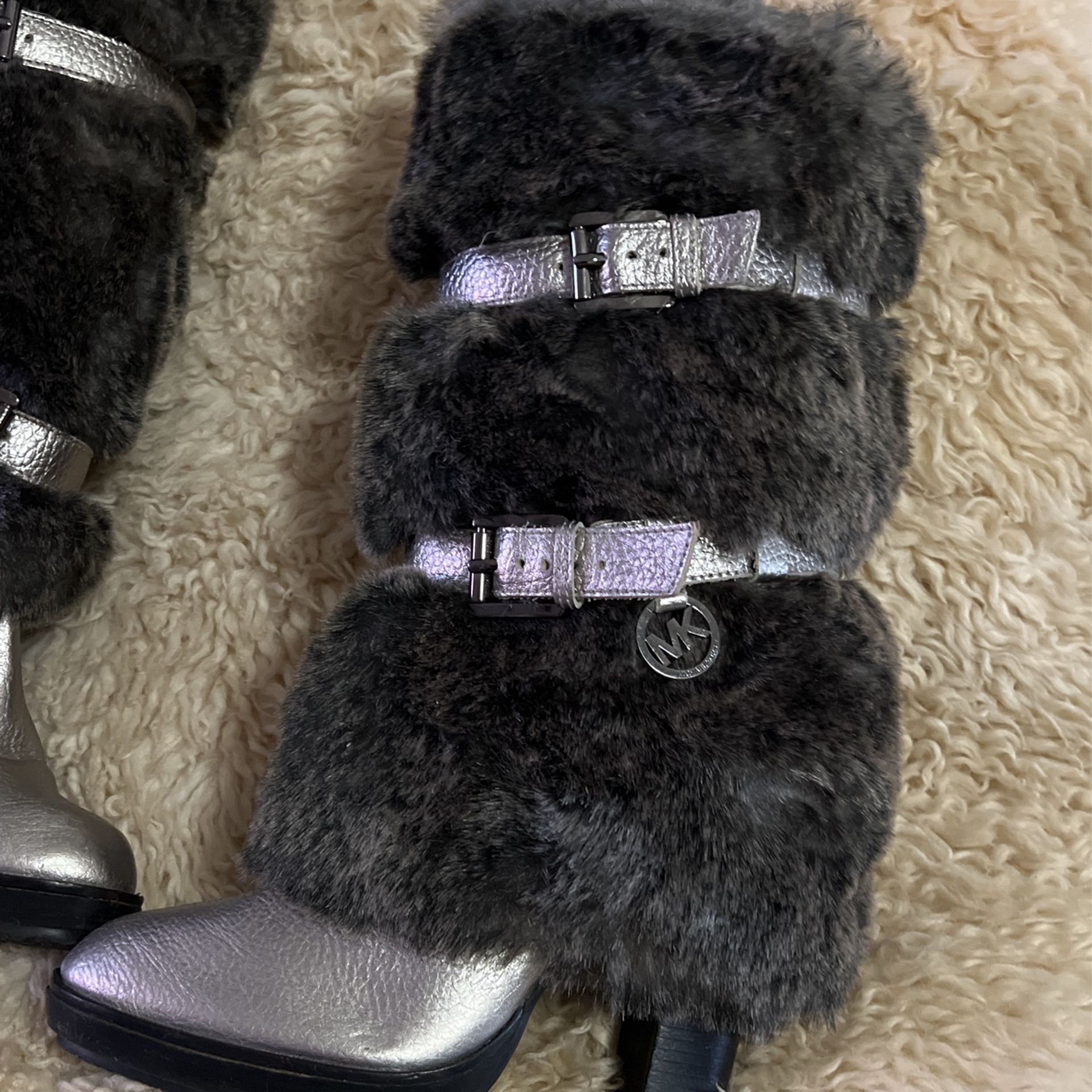 micheal kors leather faux fur boots