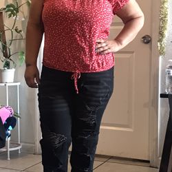 Red Floral Blouse 