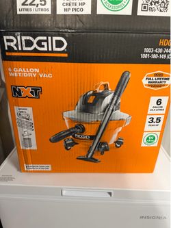 Like New RIDGID 6-Gallon NXT Wet/Dry Shop Vac (Used Once) – Wheels/Parts Sealed