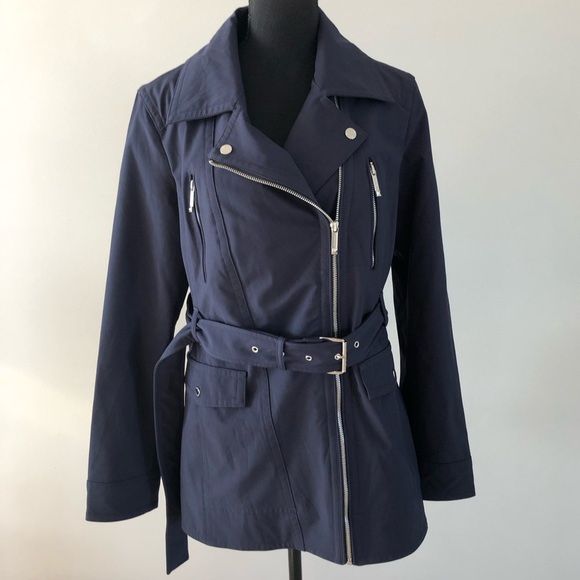 Michael Kors Womens Navy belted Trench coat size Li