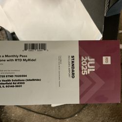 July 2025 Monthly Pass Denver RTD
